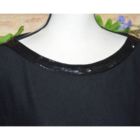 Talbots Women's Black Half Sleeve Knit Tee Plus Size 1X Sequin Stretch MINT - Picture 3 of 11